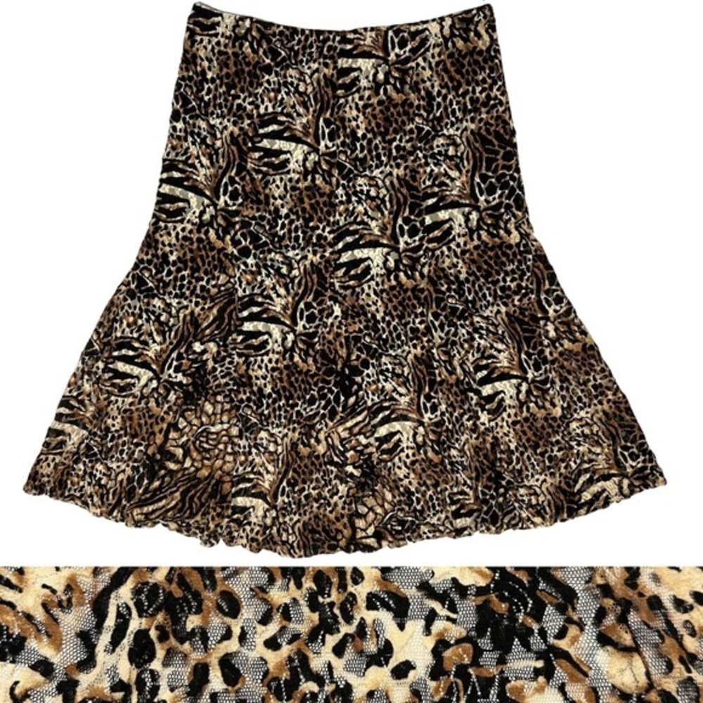 Vintage JM Collection Lace Animal Print Maxi Skirt XL Y2K Grunge